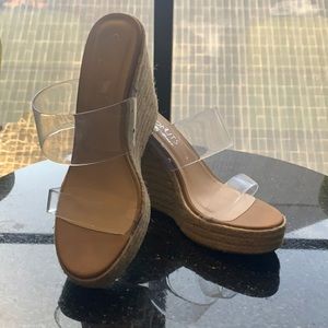 Women’s clear strap wedge heel